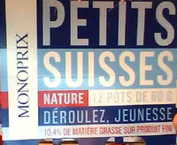 Mängden socker i Petits Suisses Nature (10,4 % MG) - (12 pots de 60 g)