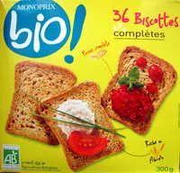 Mängden socker i 36 Biscottes complètes Bio Monoprix