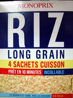Mängden socker i Riz long grain 4 sachets cuisson Monoprix