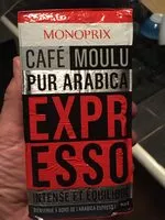 Mängden socker i Café moulu pur arabica, expresso, intense et équilibré