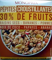 Mängden socker i Pépites croustillantes 30% de fruits