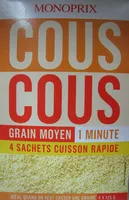 Mängden socker i Couscous grain moyen 1 minute