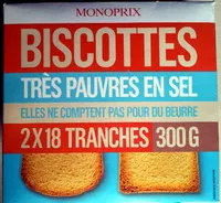 Mängden socker i Biscottes très pauvres en sel