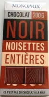 Mängden socker i Chocolat noir aux noisettes entières