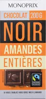 Mängden socker i Chocolat noir amandes entières