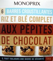 Mängden socker i 6 Barres Croustillantes - Riz et Blé Complet aux Pépites de Chocolat
