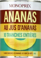 Mängden socker i Ananas en tranches au jus d'ananas