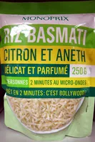 Mängden socker i Riz Basmati citron et aneth Monoprix