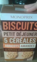 Mängden socker i Biscuits Petit Déjeuner 5 Céréales Abricots, Amandes & Pépites de Chocolat