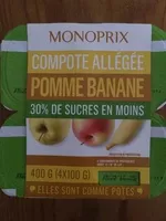 Mängden socker i Compote Allégée Pomme Banane