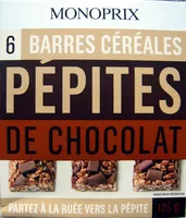 Mängden socker i 6 Barres céréales Pépites de chocolat Monoprix
