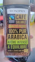 Mängden socker i Café soluble, qualité filtre, issu du commerce équitable
