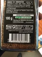 Mängden socker i Café soluble, qualité filtre, décaféiné