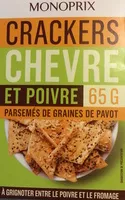 Mängden socker i Crackers chèvre et poivre parsemés de graines de pavot