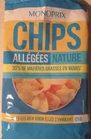 Mängden socker i Monoprix Chips Allégées Nature