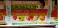 Mängden socker i Compotes pommes, fraise, abricot et banane, allégées en sucres