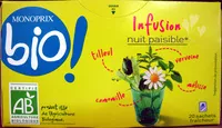 Mängden socker i Infusion nuit paisible Bio Monoprix