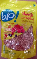 Mängden socker i Muesli croustillant fruits rouges Bio Monoprix