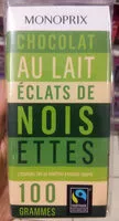 Mängden socker i Chocolat au lait et éclats de noisettes