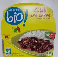 Mängden socker i Chili con carne et son riz blanc Bio