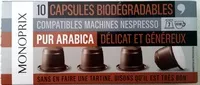 Mängden socker i Capsules biodégradables Pur Arabica