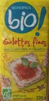 Mängden socker i Galettes fines aux 3 céréales et sésame Bio