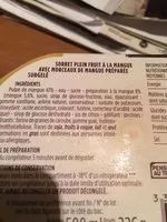 Mängden socker i Sorbet mangue