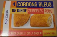 Mängden socker i 4 Cordons Bleus de Dinde, Surgelés