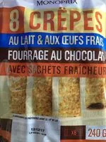 Mängden socker i Crêpes fourrées au chocolat, au lait frais, sans conservateur