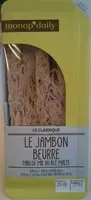 Mängden socker i Sandwich au jambon cuit supérieur et au beurre