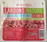 Mängden socker i Lardons Nature (25 % de sel en moins)