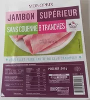 Mängden socker i Jambon supérieure sans couenne 6 tranches