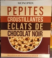 Mängden socker i Pépites croustillantes éclats de chocolat noir