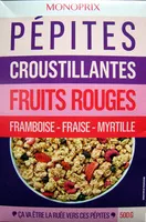 Mängden socker i Pépites croustillantes framboise - fraise - myrtille
