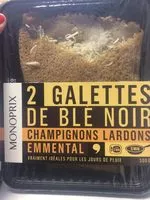Mängden socker i Galettes de blé noir champignons lardons emmental