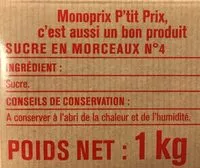 Mängden socker i Sucre en morceaux