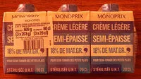 Mängden socker i Crème légère semi-épaisse