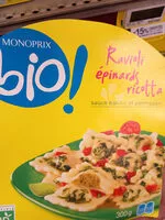 Mängden socker i Ravioli épinards ricotta, sauce basilic et parmesan bio