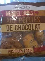 Mängden socker i Madeleines aux pépites de chocolat aux oeufs frais