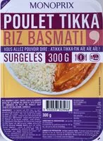 Mängden socker i Poulet Tikka, Riz Basmati,Surgelés