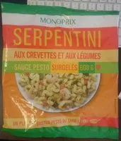 Mängden socker i Serpentini aux crevettes et aux légumes sauce pesto