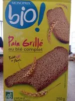 Mängden socker i Pain grillé au blé complet
