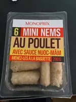 Mängden socker i Mini nems au poulet avec sauce nuoc-mâm