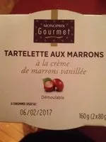 Mängden socker i Tartelette aux marrons