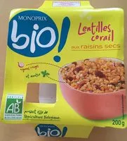 Mängden socker i Lentilles corail aux raisins secs