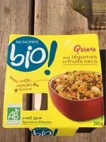 Mängden socker i Quinoa aux legumes et fruits secs