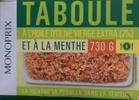 Mängden socker i Taboulé à l'huile d'olive vierge extra et à la menthe