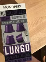 Mängden socker i Monoprix capsules café lungo