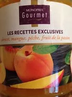 Mängden socker i Confiture abricot, mangue, pêche fruit de la passion