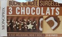 Mängden socker i Buche glacée surgelée 3 chocolats